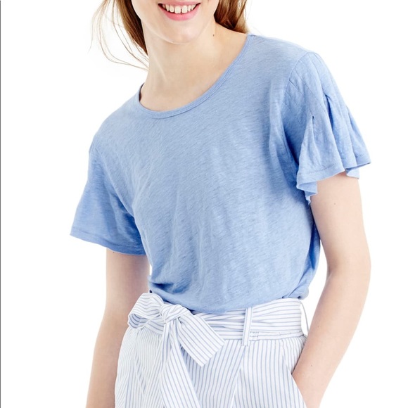 J Crew Linen Flutter T-Shirt Size Small - Picture 2 of 3